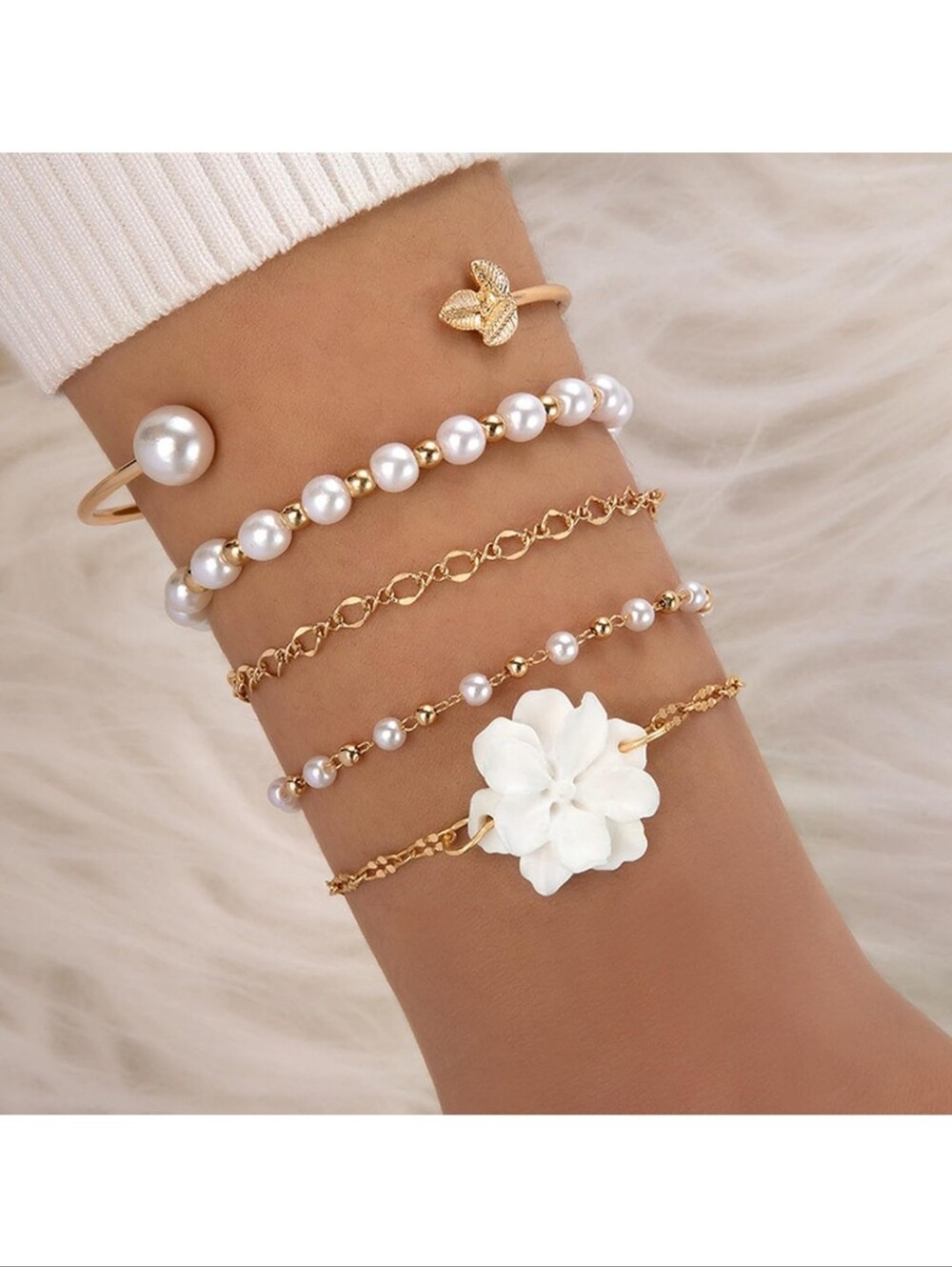 Gold Stackable Bracelets Gold Chain Beaded Bracelets